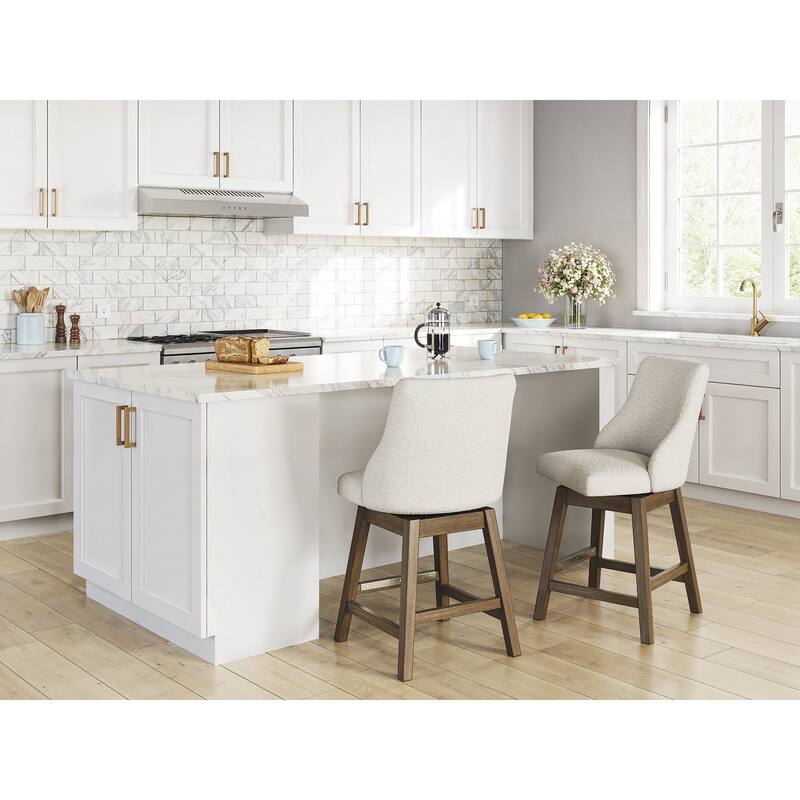 Signature Design by Ashley Cabalynn White/Brown Counter Height Bar Stool (Set of 2) - 20"W x 24"D x 39"H