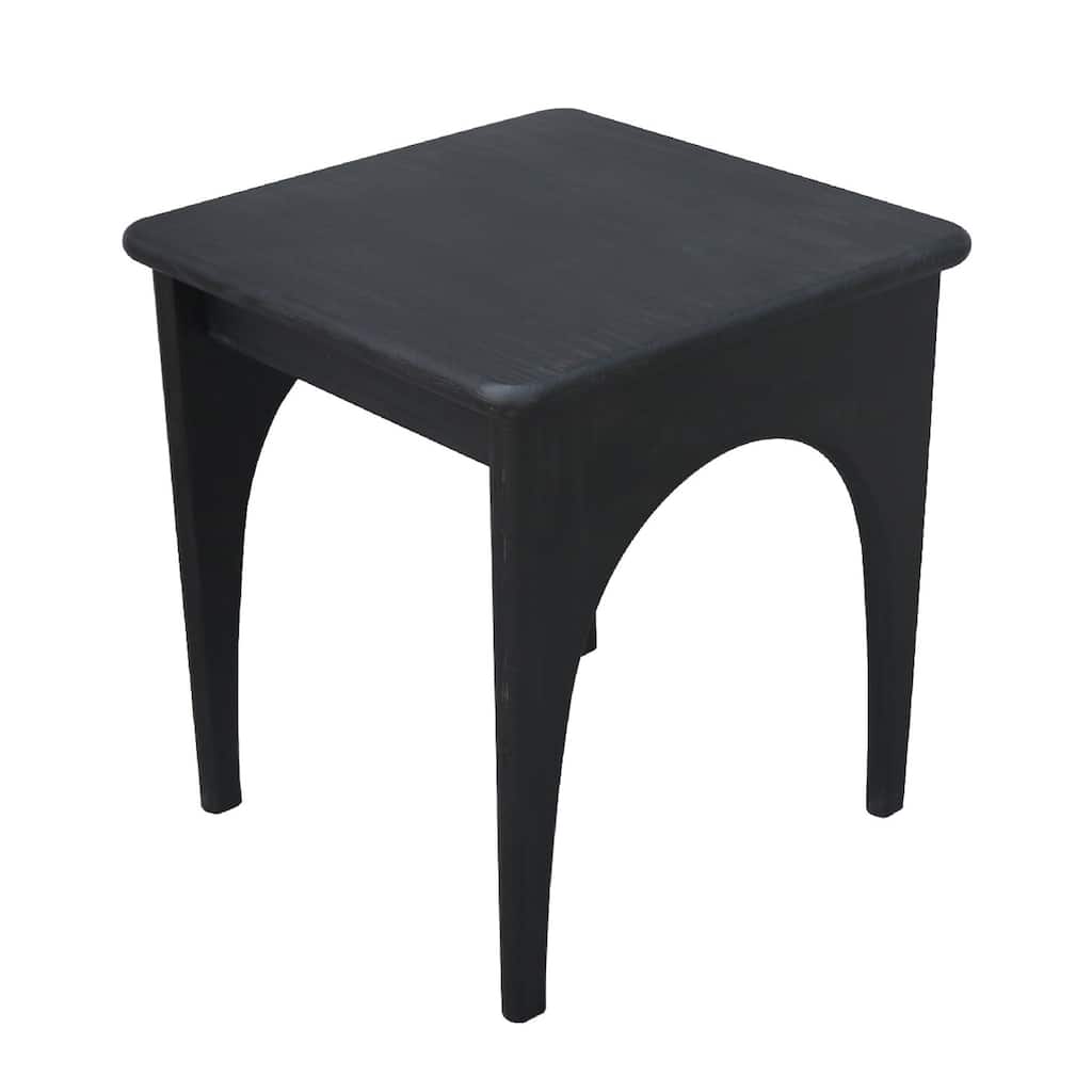 Areo Side End Table, 22 Inch Square Top w Curved Legs, Matte Black