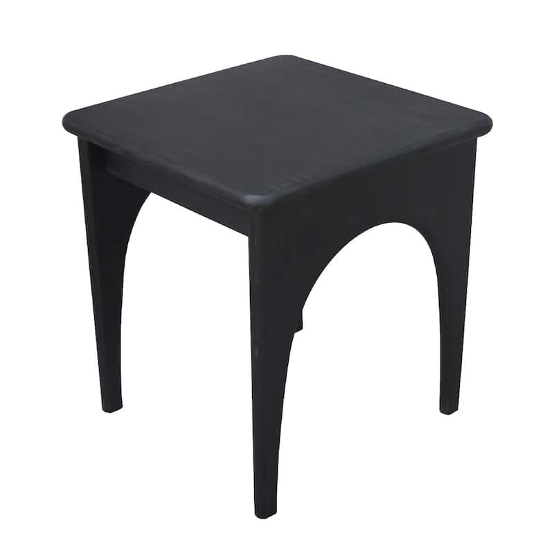 Areo Side End Table, 22 Inch Square Top w Curved Legs, Matte Black