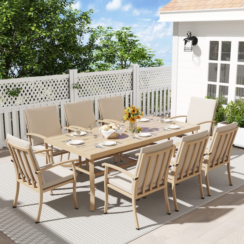 EGEIROS LIFE AluLux 9-Piece Aluminum Patio Dining Set with Washable Cushions
