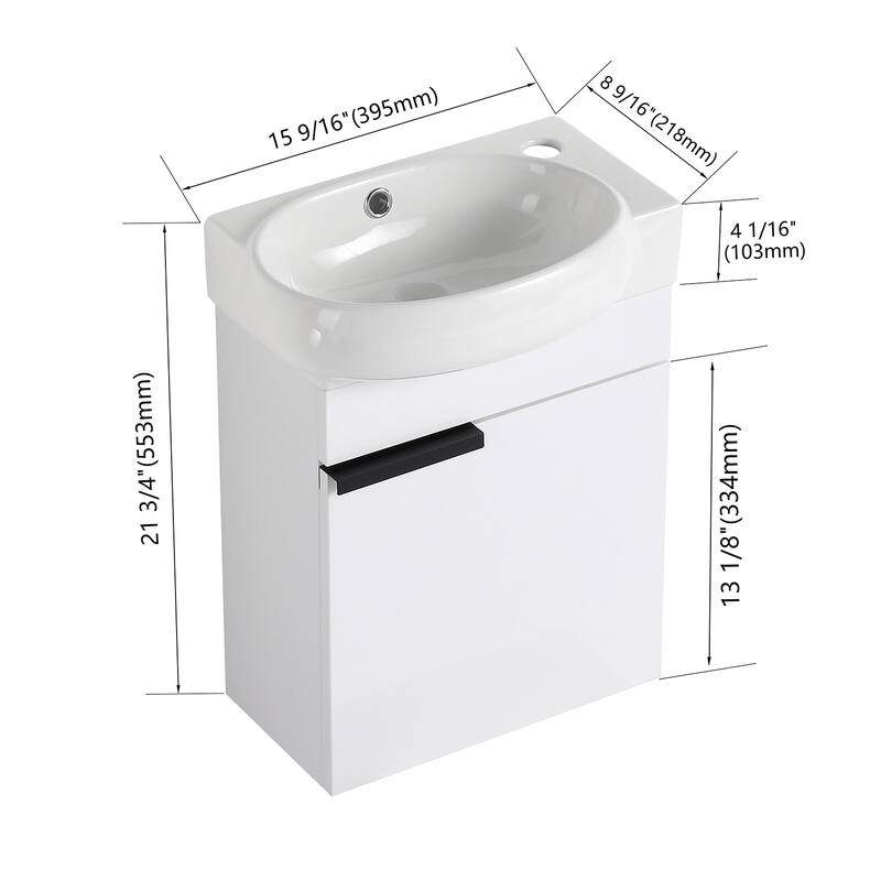 Topcraft 22-inch Wall Mount Bathroom Vanity with Sink