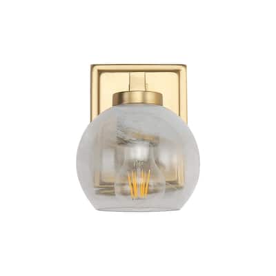 Elliott 1-Light Vanity Light in Brushed Champagne Bronze with Alabaster Shade - Gold