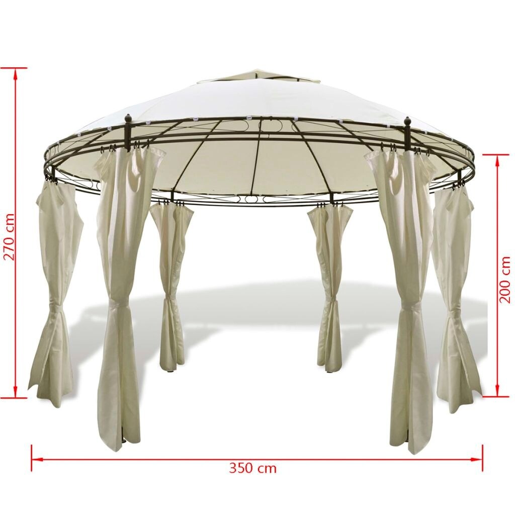 Shop Vidaxl Round Gazebo With Curtains 11 5 X 8 9 Free