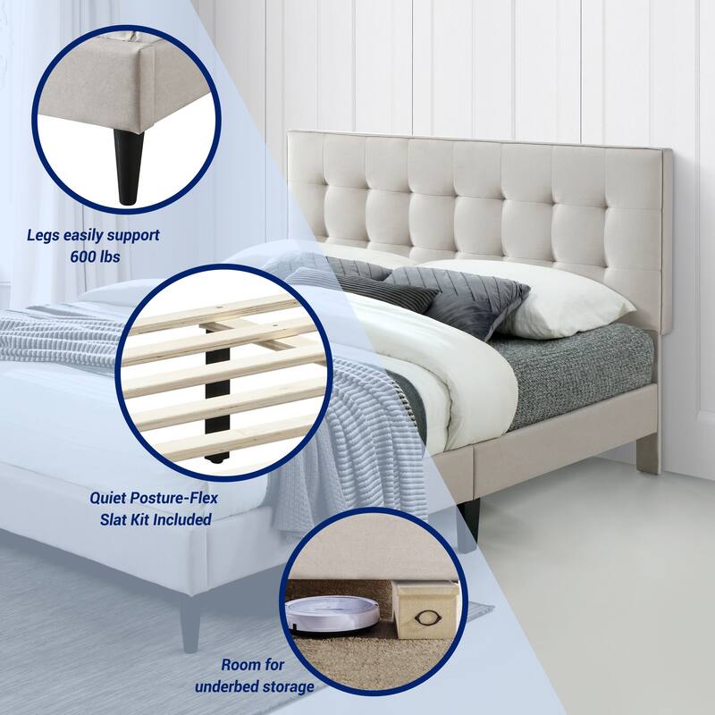 Ella by Ovis Upholstered Tufted Platform Bed Frame