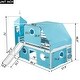 preview thumbnail 6 of 7, Blue Pine Wood Castle-Inspired Bunk Bed with Slide and Ladder