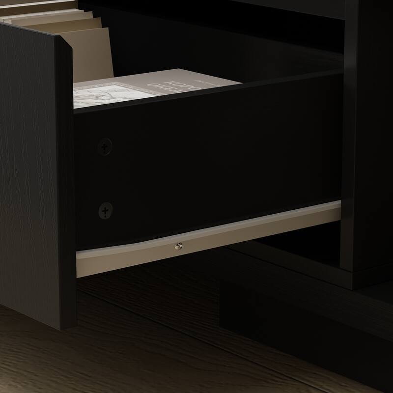 Modern Style Extendable TV Stand with 3Drawer White/Black 65.4"-106.3" Entertainment Center Table