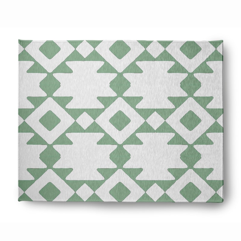 Geometric Soft Chenille Rug - 8' x 10' - Green