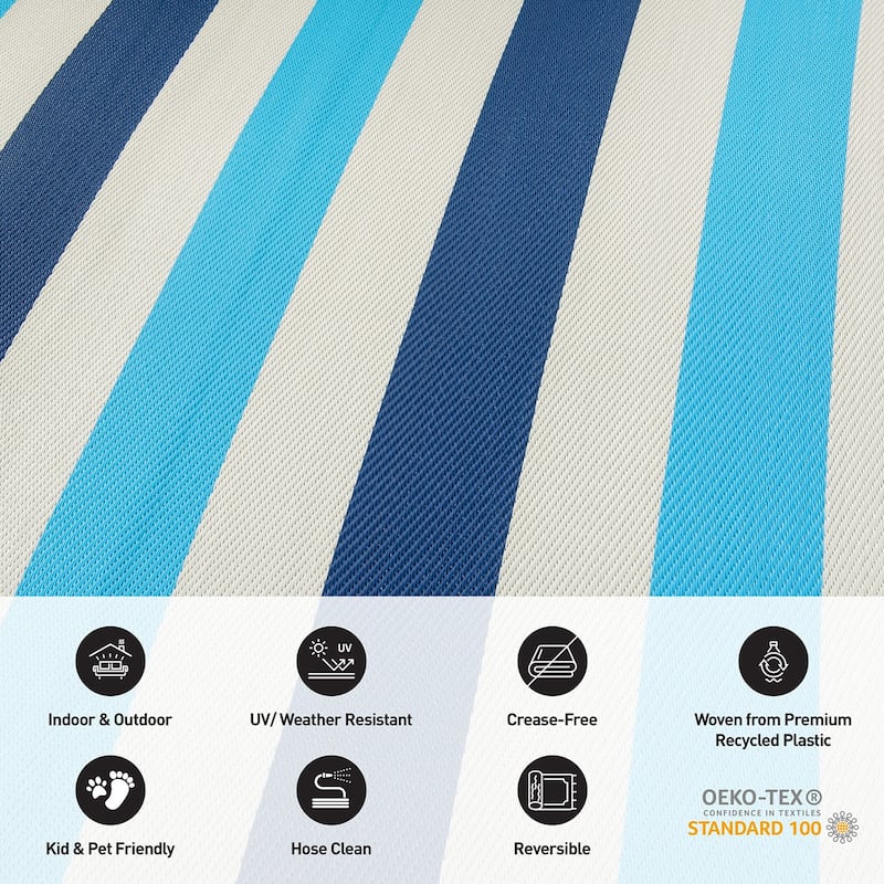 World Rug Gallery Contemporary Stripe Reversible Recycled Plastic Outdoor Rugs