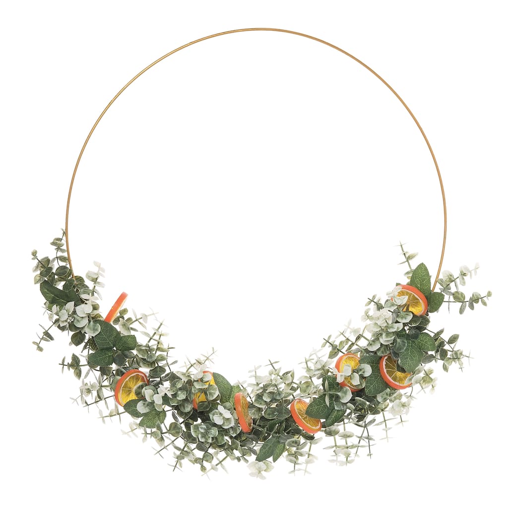 Transpac Artificial 22.05 in. Green Harvest Dried Citrus Hoop Wreath