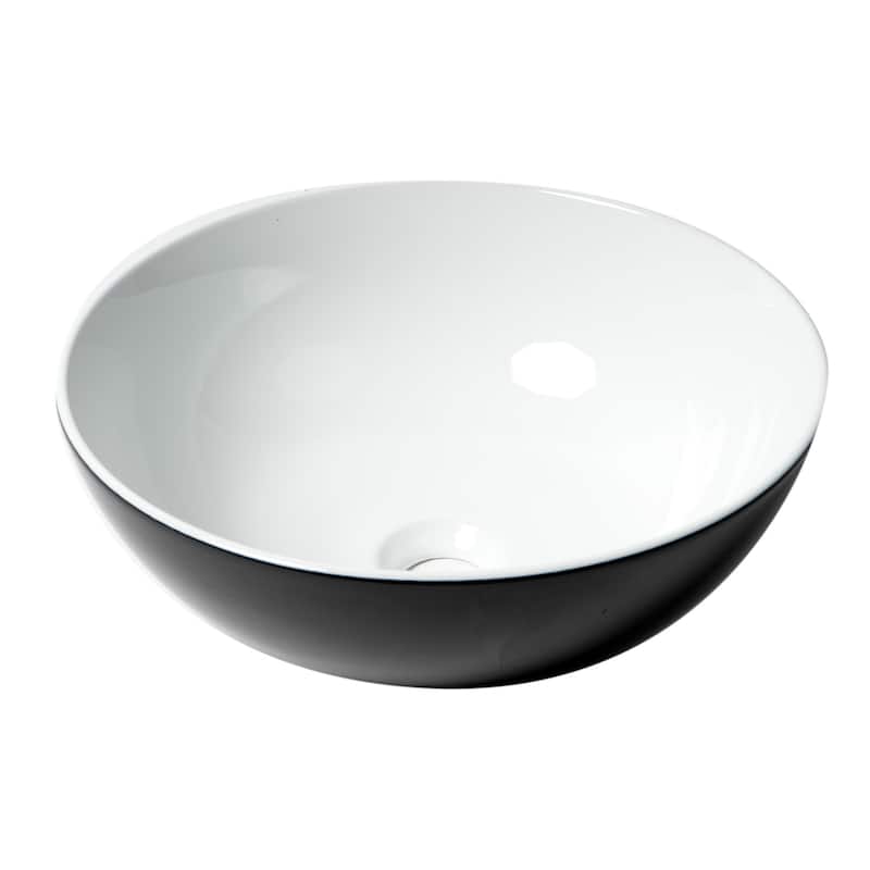 ALFI brand Black & White 15" Round Vessel Above Mount Ceramic Sink