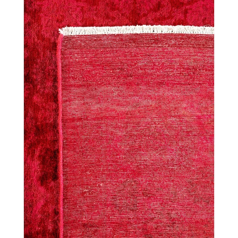 Overton Hand Knotted Wool Vintage Inspired Modern Contemporary Overdyed Pink Area Rug - 8' 2" x 10' 3"