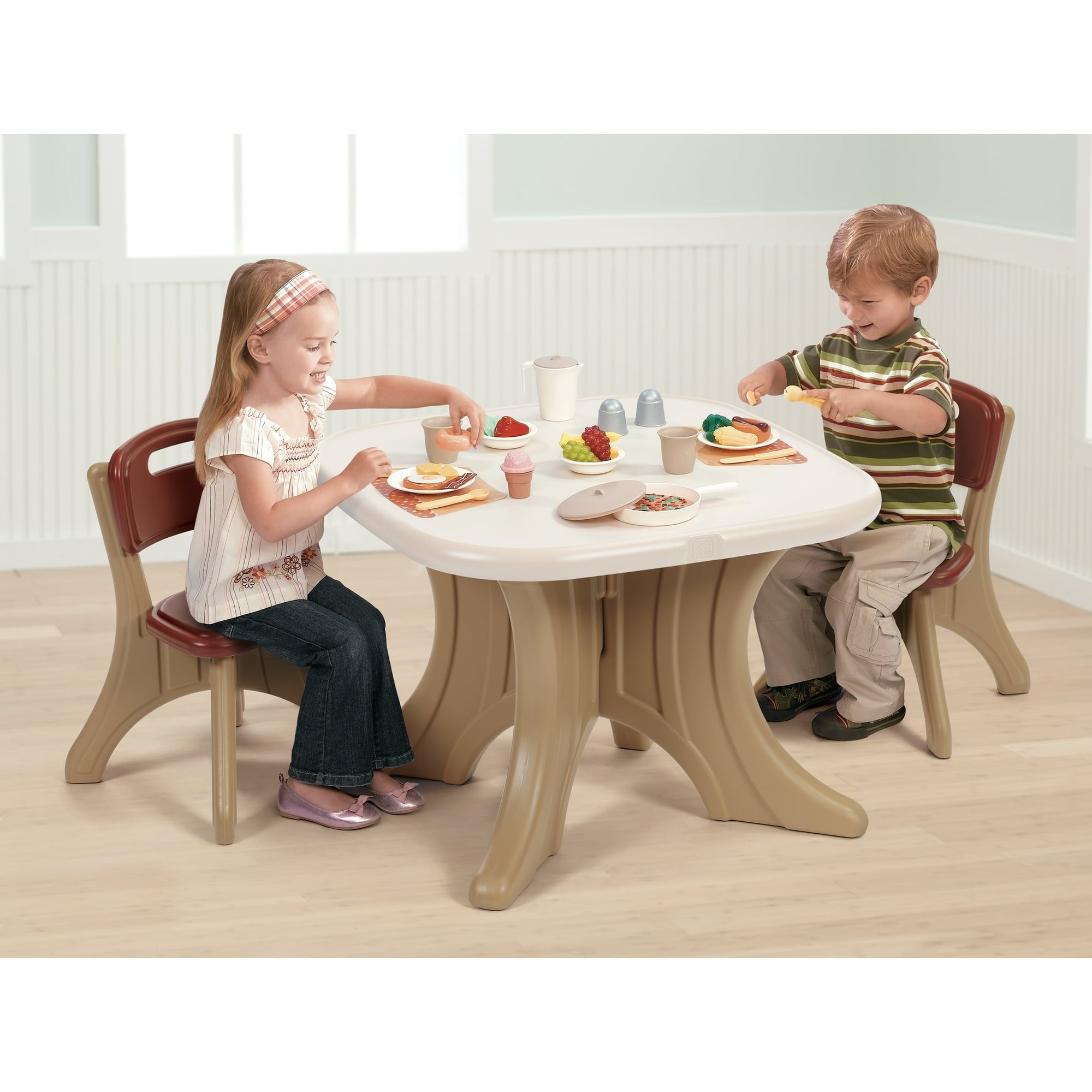 Kids Plastic Table and Chairs Set, Brown Bed Bath Beyond