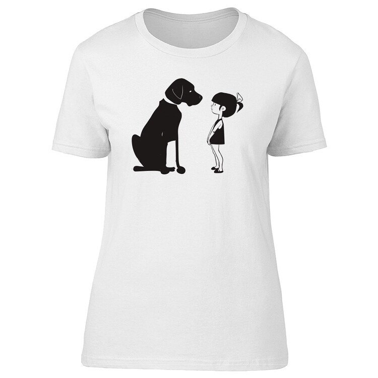 Little Girl With Big Dog Tee Women S Image By Shutterstock Overstock 21832086