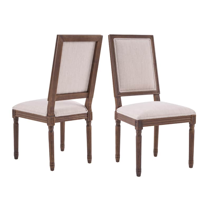Christopher Knight Home - French Country Dining Chairs Set with Upholstered Backrest & Upholstered Seats with Fluted Legs