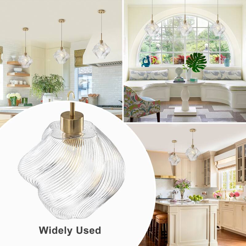 Modern Gold Kitchen Island Pendant Light with Clear Glass Shade - Dia.11.42-in