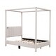 preview thumbnail 4 of 10, Canvas-upholstered Canopy Bed - Platform Wingback Bed Frame with USB, Type-C Ports Headboard, 4 Canopy Columns, 2 Sides Pocket