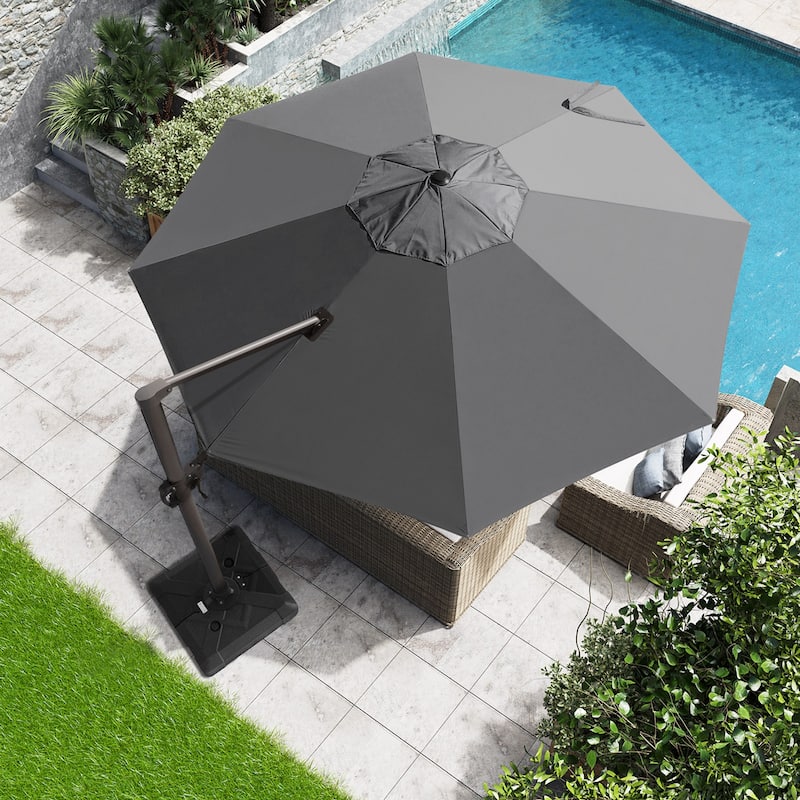 Pellebant Patio Cantilever Offset Umbrella 12 FT Round with No Base