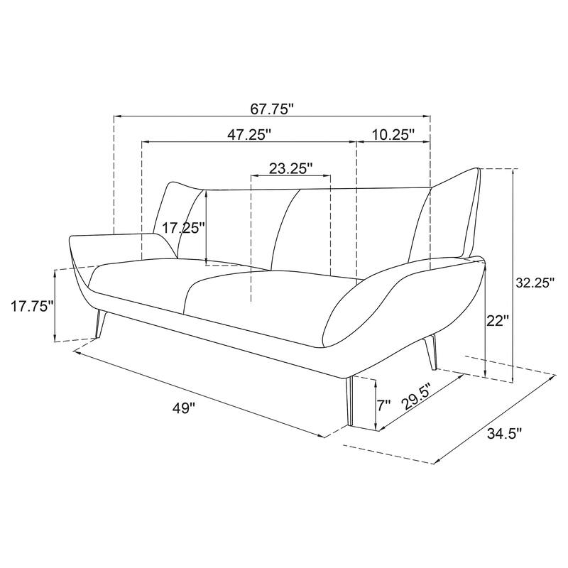 Acton Upholstered Flared Arm Sofa Set Teal Blue