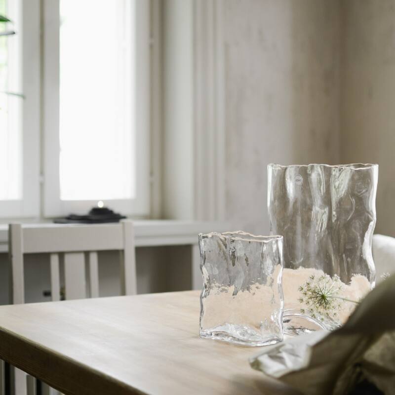 Rectangular Abstract Glass Vase - 12.25" - Clear