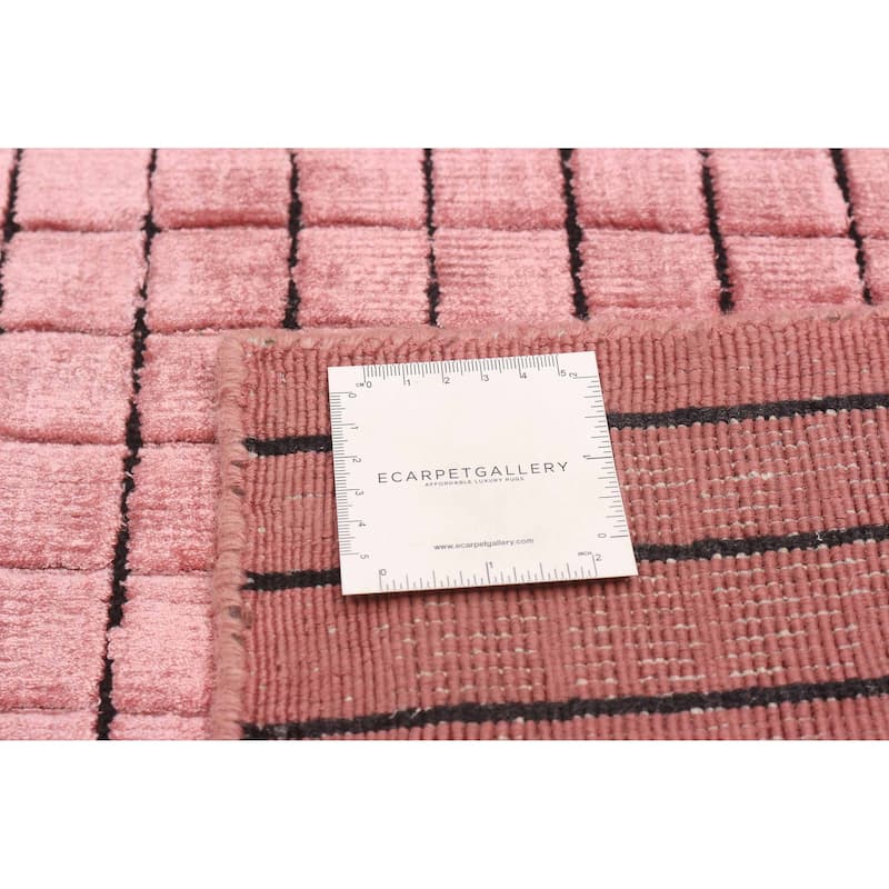 ECARPETGALLERY Hand Loomed Elysian Pink Viscose Rug - 6'9 x 9'6