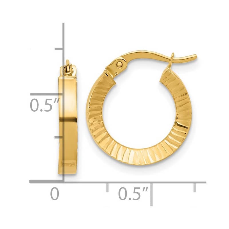 Curata 14k Yellow Gold Polished Sparkle Cut Hoop Earrings - 18.2x16mm