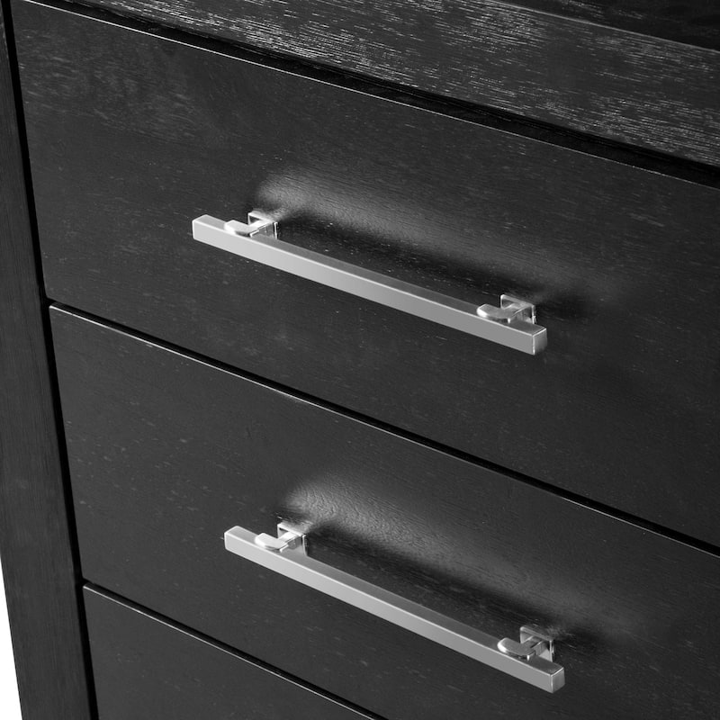 Furniture of America Alaric Modern Black Solid Wood 69-inch Makeup Vanity, Dresser and 2 Nightstands Bedroom Set