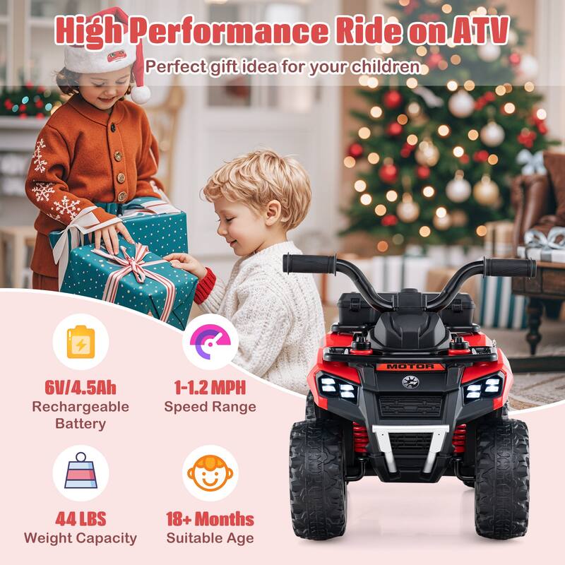 Costway 6V Toddler Ride On Electric Car ATV with Lights & Music & USB - See Details