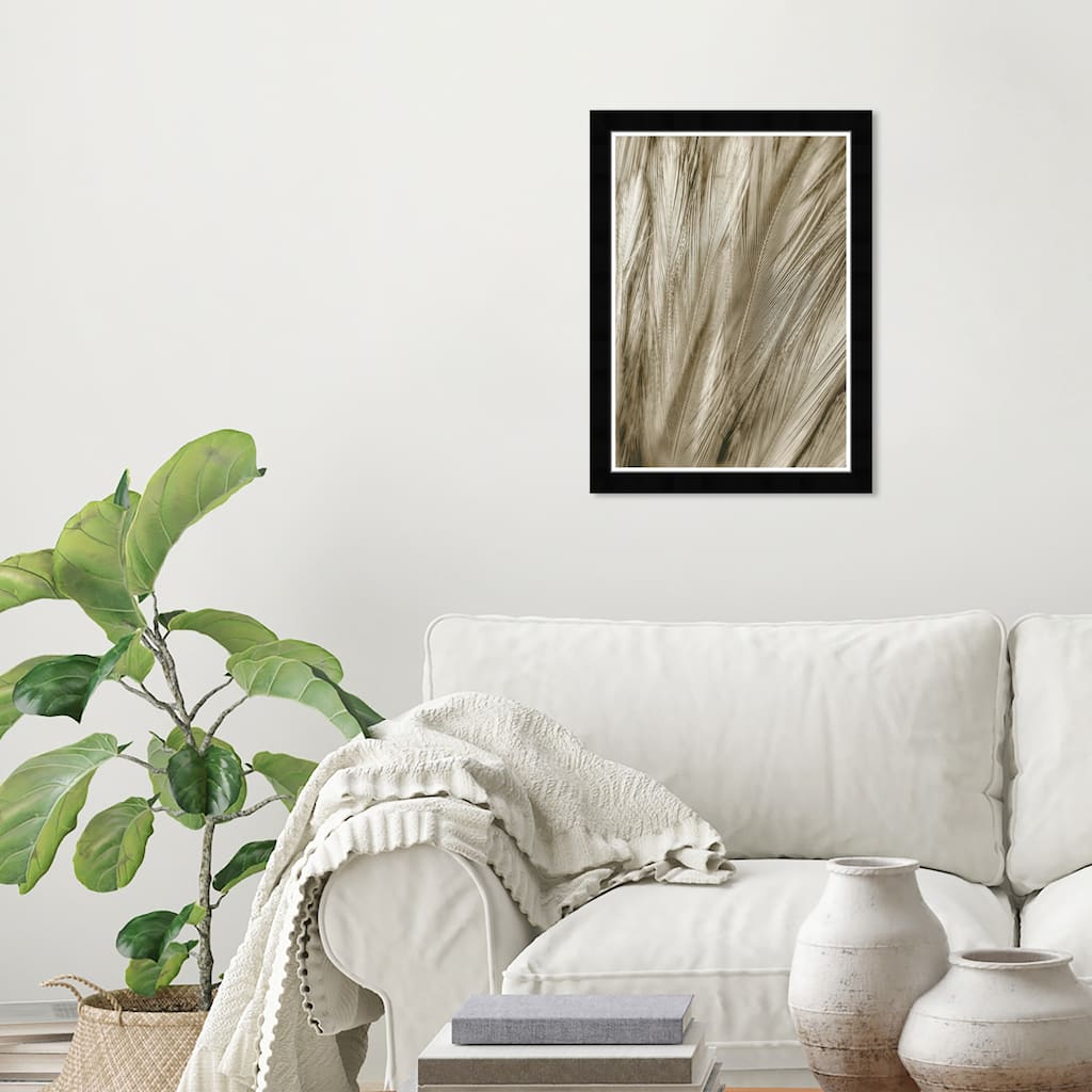 Wynwood Studio Prints Animals Feather Close Up Gold and Metallic Gold Modern & Contemporary Wall Art Canvas Print