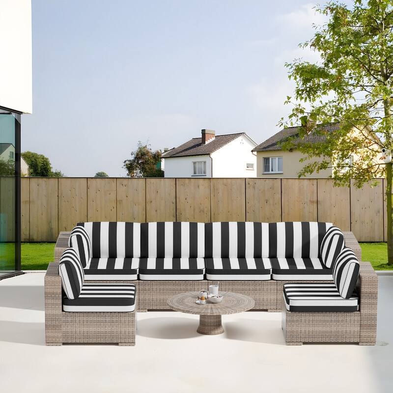 14-Piece Patio Furniture Sofa Cushions, 6-Seater Outdoor Cushion Set (Only Include Cusions，Not Sofa） - 25.6*25.6*4in