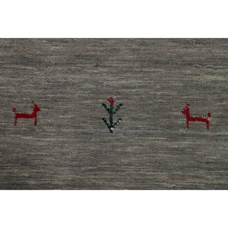 Animals Tribal Gabbeh Oriental Runner Rug Handmade Wool Carpet - 2'7"x 9'8"