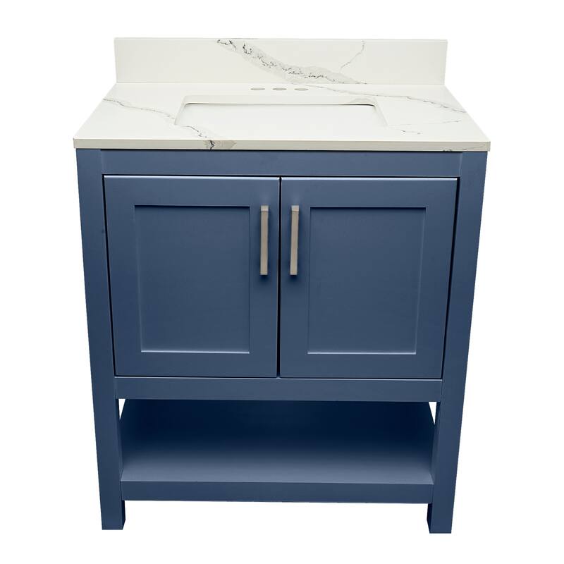 Taos 31" Bathroom Vanity with Cultured Marble Vanity Top Sink in White with White Basin