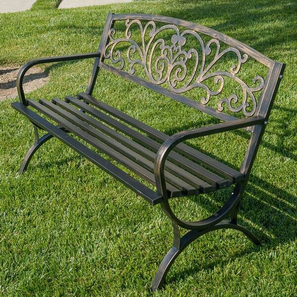 Shop Belleze 50 Garden Backyard Bench Metal Bronze Finish