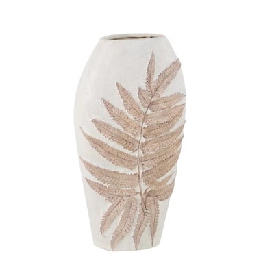 Polystone Leaf Decorative Vase - White - Roche River Decor