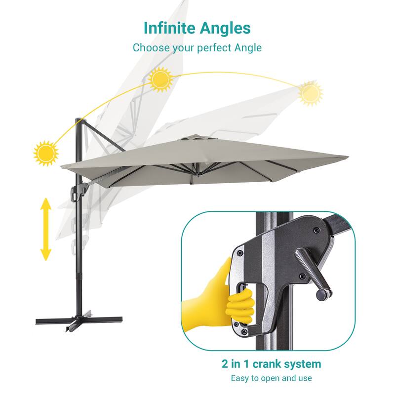 BONOSUKI Outdoor 11.5x9FT Cantilever Patio Umbrella with 360 Rotation