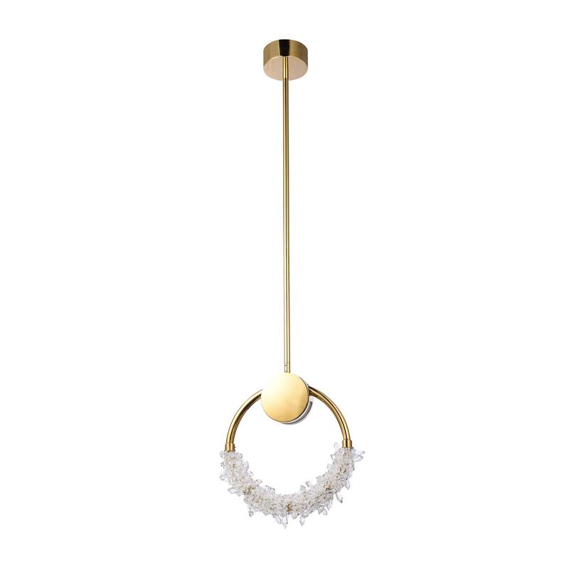 Gold Stainless Steel LED Single Pendant Lighting with Crystal Beading