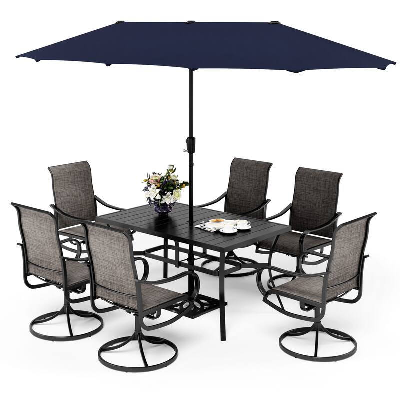 MAISON ARTS 7-piece Patio Dining Set with Textilene Swivel Chairs