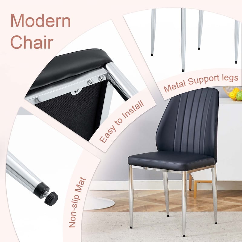 Set of 4 PU Comfort Dining Chairs