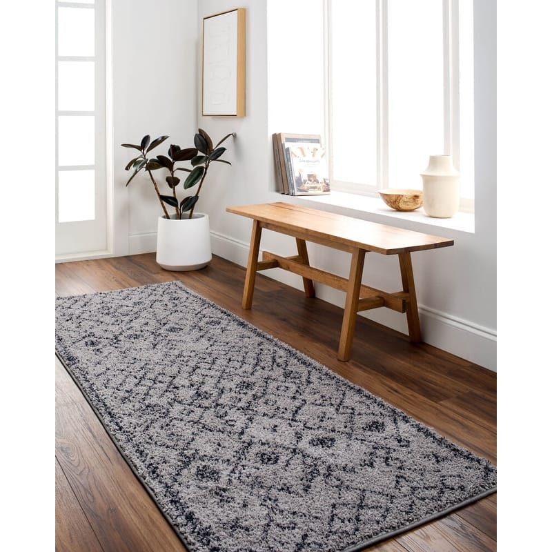 Livabliss Lykke Machine Washable Bohemian Area Rug - Grey/Black - 8' 10" x 11' 9"