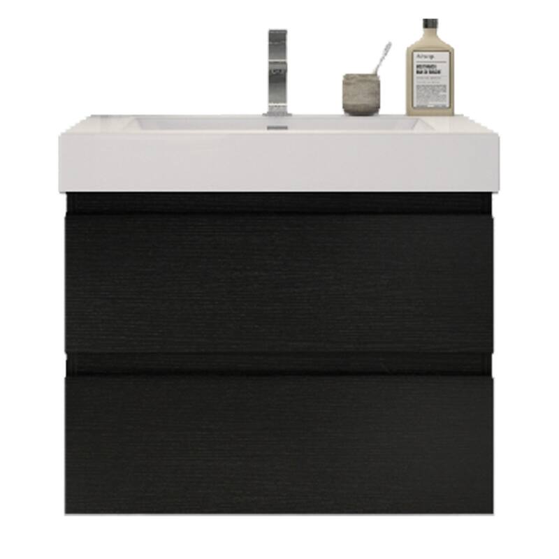 Baillie 30'' Wall-Mounted Vanity with Reinforced Acrylic Sink - 30''Width - Rich Black