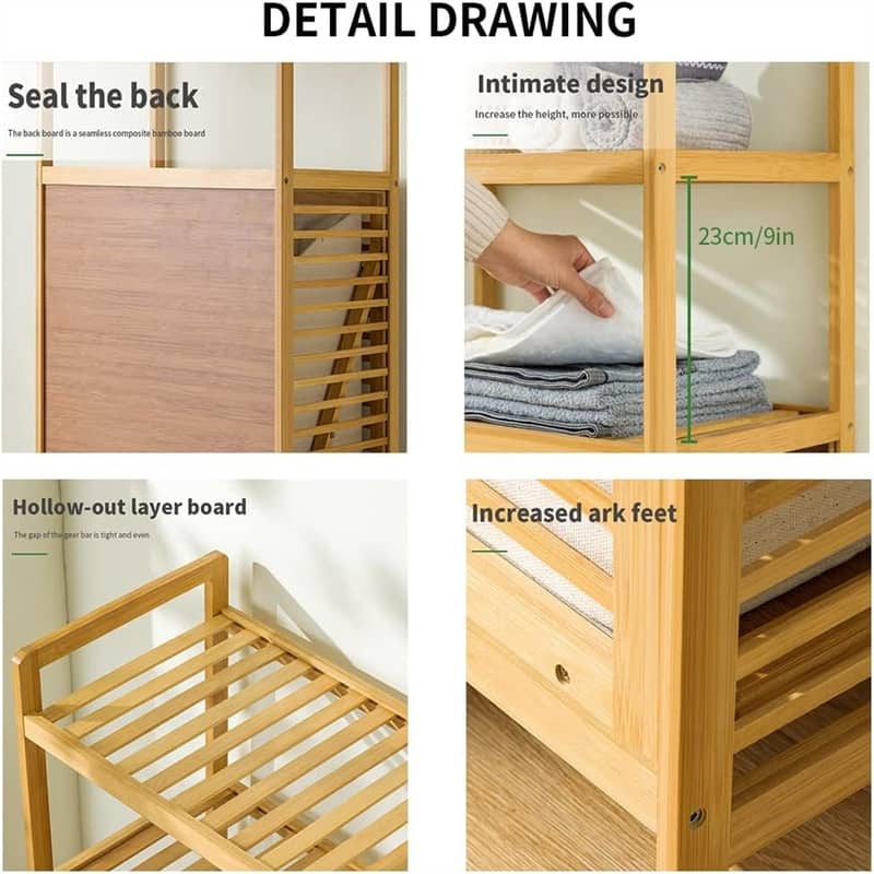 Laundry Hamper with 2 Tier Shelves