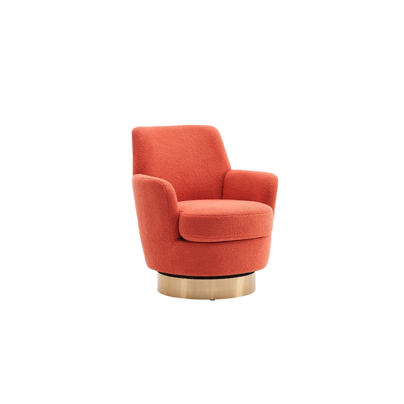 Orange Teddy 29.3" Upholstered Swivel Barrel Chair