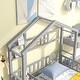 preview thumbnail 8 of 11, Twin Size House-Style Headboard Floor Bed with Fence Guardrails Grey