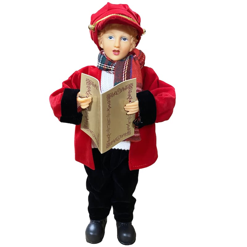 15 inches To 18 inches Red Plaid Carolers, Set of 4