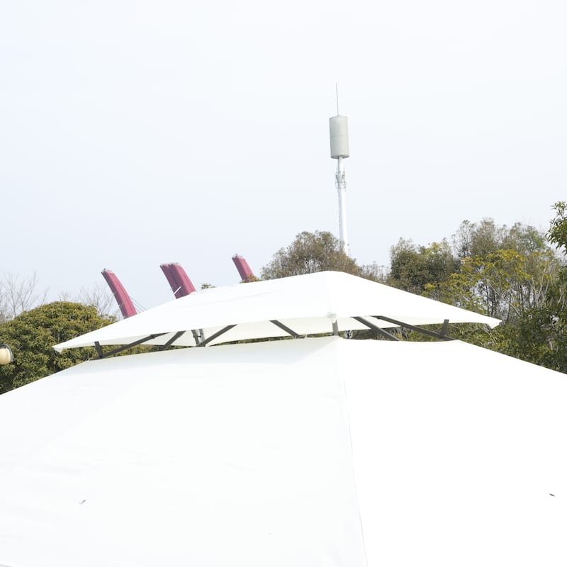 13 x 10 Outdoor Gazebo Canopy Tent With Ventilated Double Roof And Mosquito net for Lawn(Detachable Mesh Screen On All Sides)