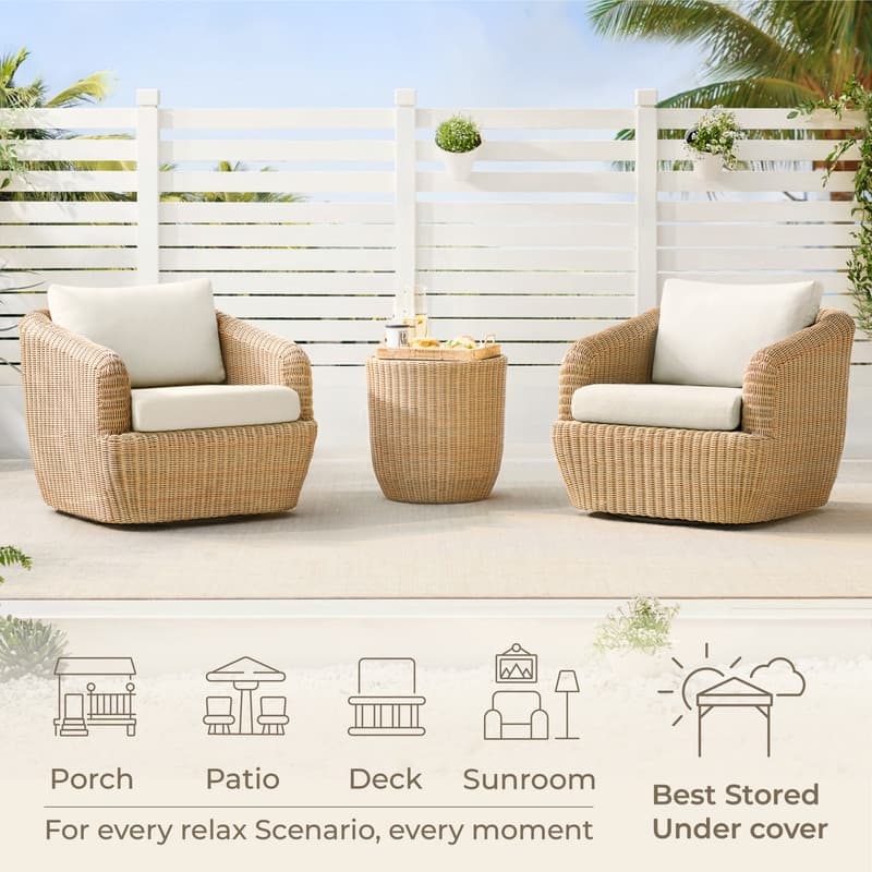 Patio Wicker Furniture Set Outdoor Rattan Bistro Set