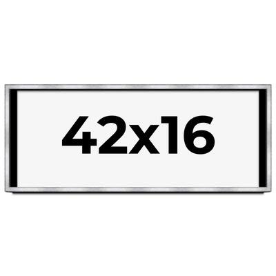 42x16 Shadow Box Frame Silver | 1.375 Inches Deep Real Wood