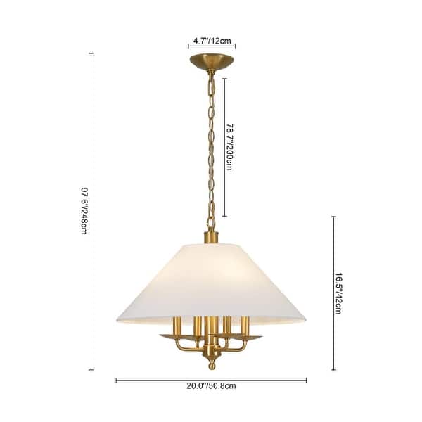 Mid-Century Candle Fabric Round Tapered Cone Cage Chandelier 20in