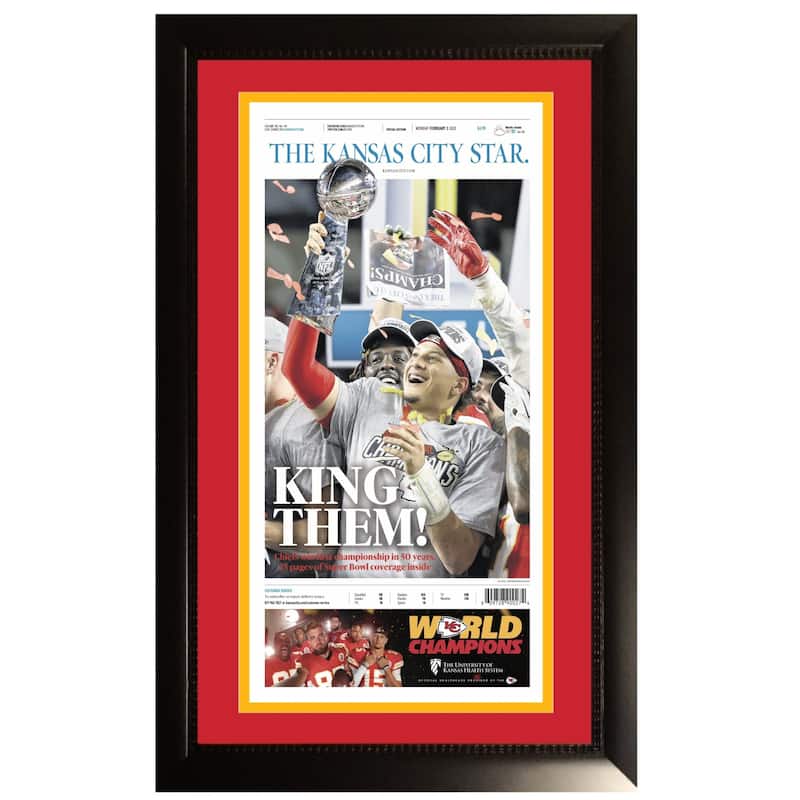 Kansas City Star Super Bowl 54 LIV Champions Original Front Page Framed Newspaper With Patrick Mahomes 2/3/20 - 8'6" x 11'6"