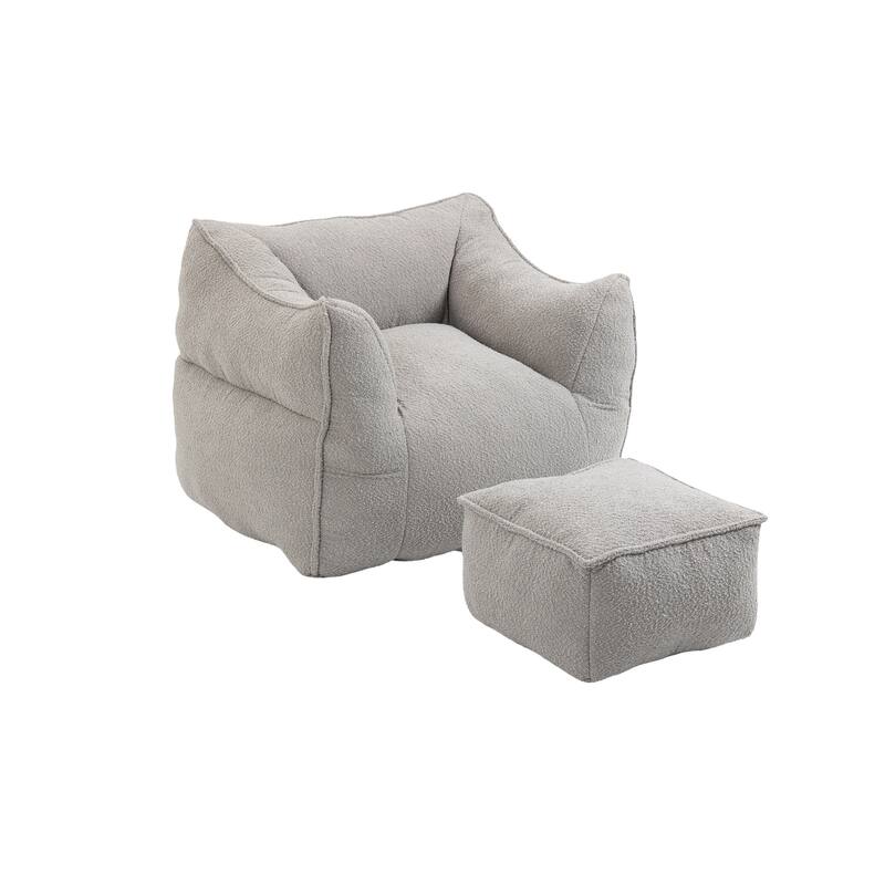 GDFStudio - COOLMORE Boucle Bean Bag Chair with Memory Foam Filling for Ultimate Comfort