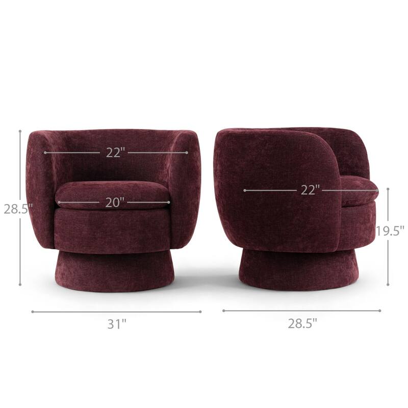 Upholstered Swivel Barrel Accent Chairs(Set of 2)